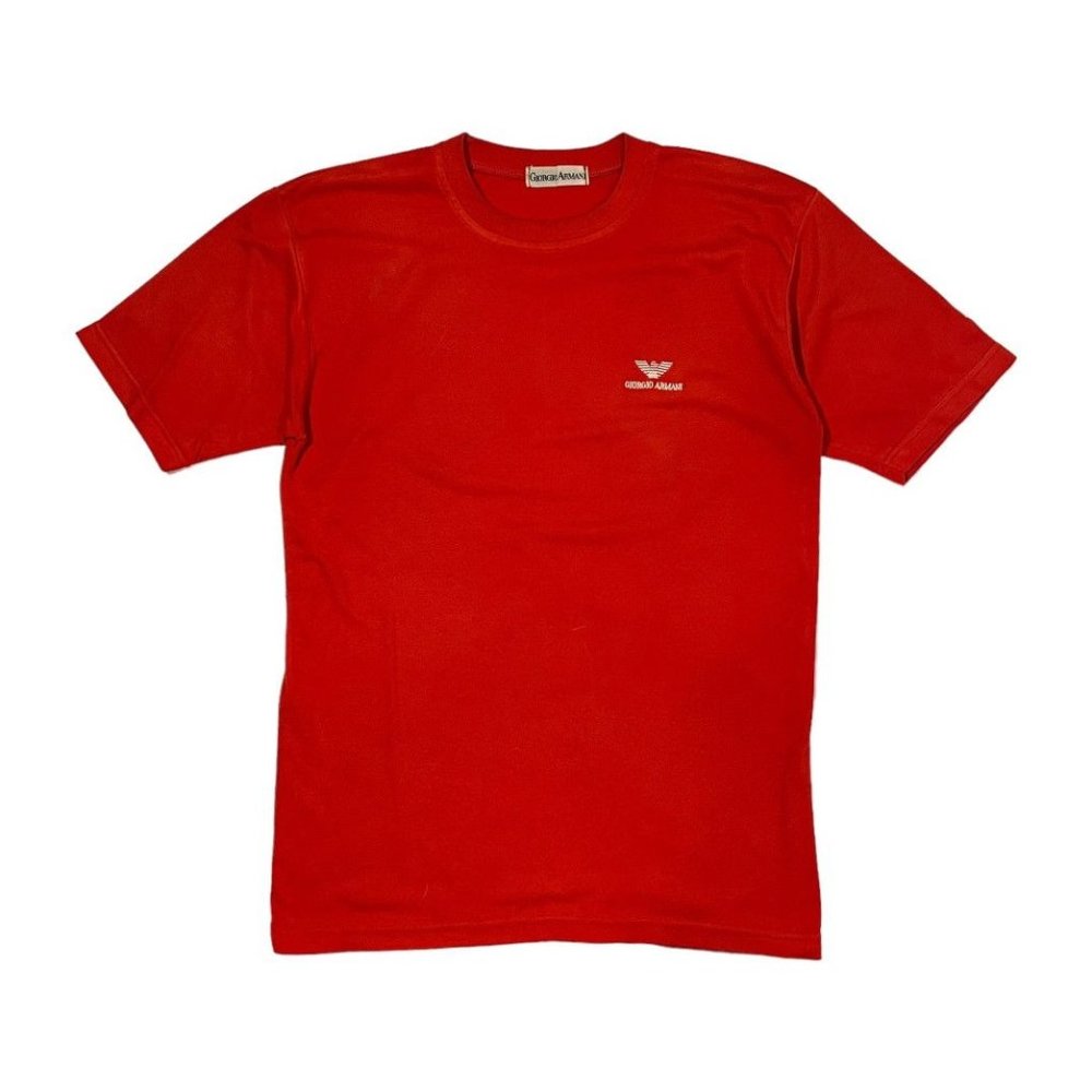 Giorgio Armani Vintage 80s Red Designer Tee Shirt Men's Medium